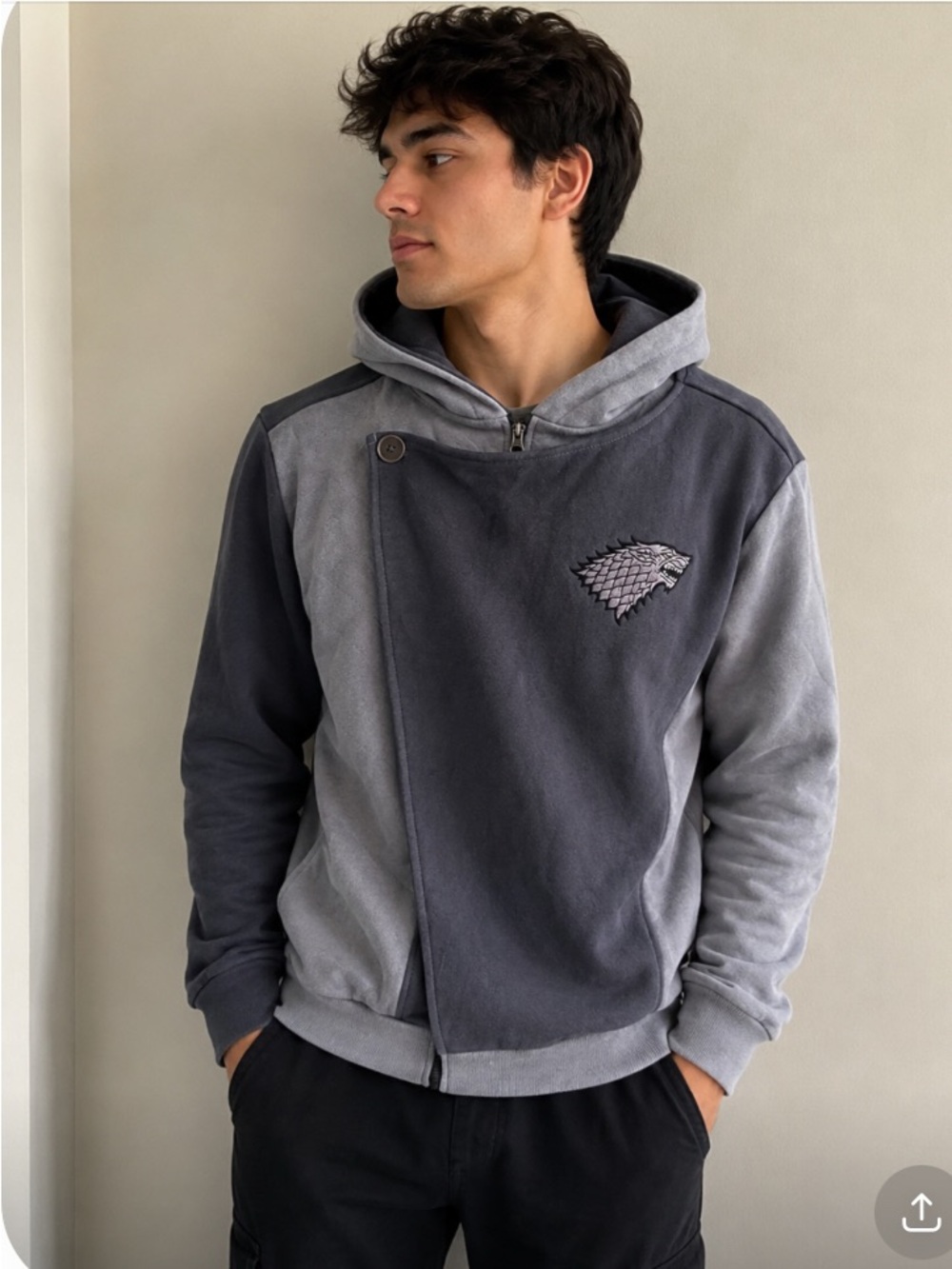 Men's Two-Tone Gray Zip Hoodie